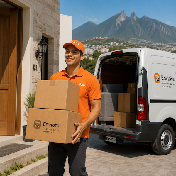 Equipo recolectando cajas a domicilio en Monterrey